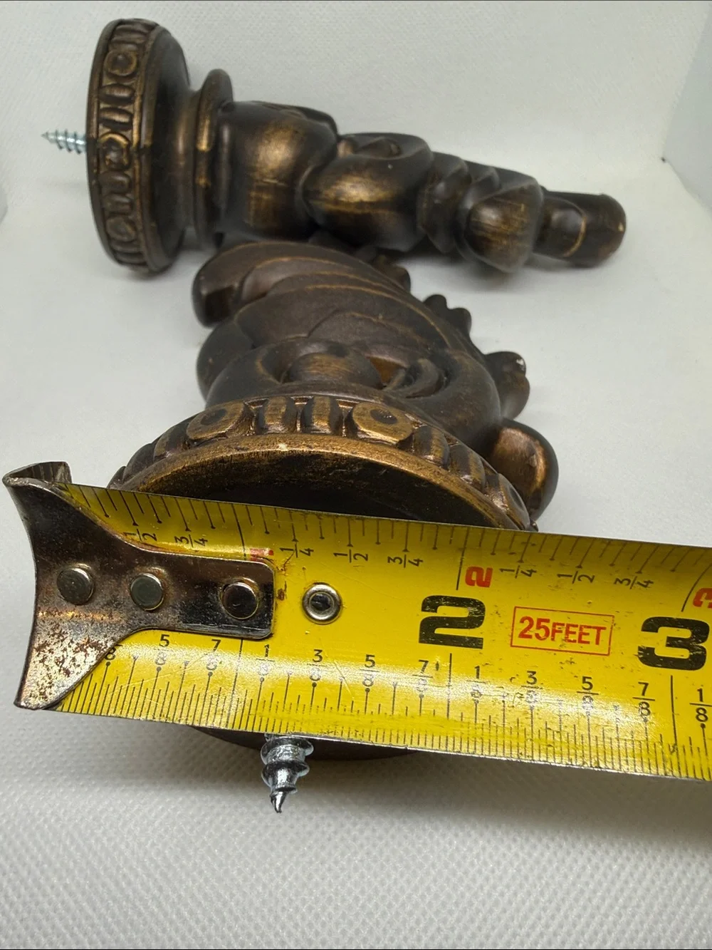 Antique Bronze Finials - Decorative Pair- set of 2- resin with attached screws